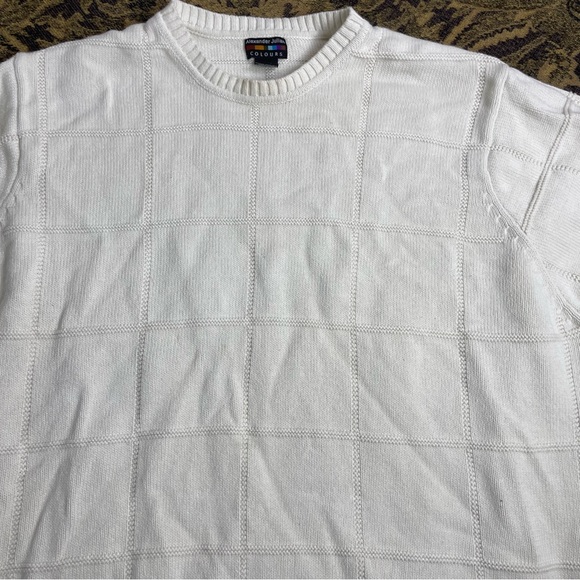 Vtg Alexander Julian Colours Men’s Sweater Size 2XLT Ivory Squared Pull Over - Picture 2 of 7